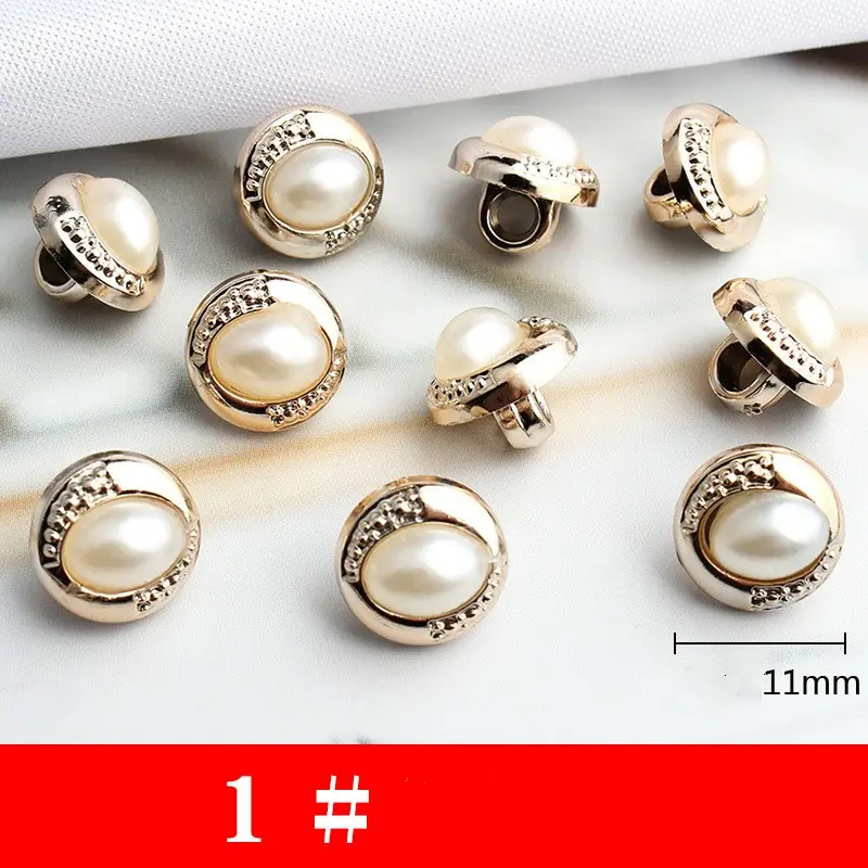 Lot de 100 boutons de résine de perle, model 1, en plastique de polyester, 10mm