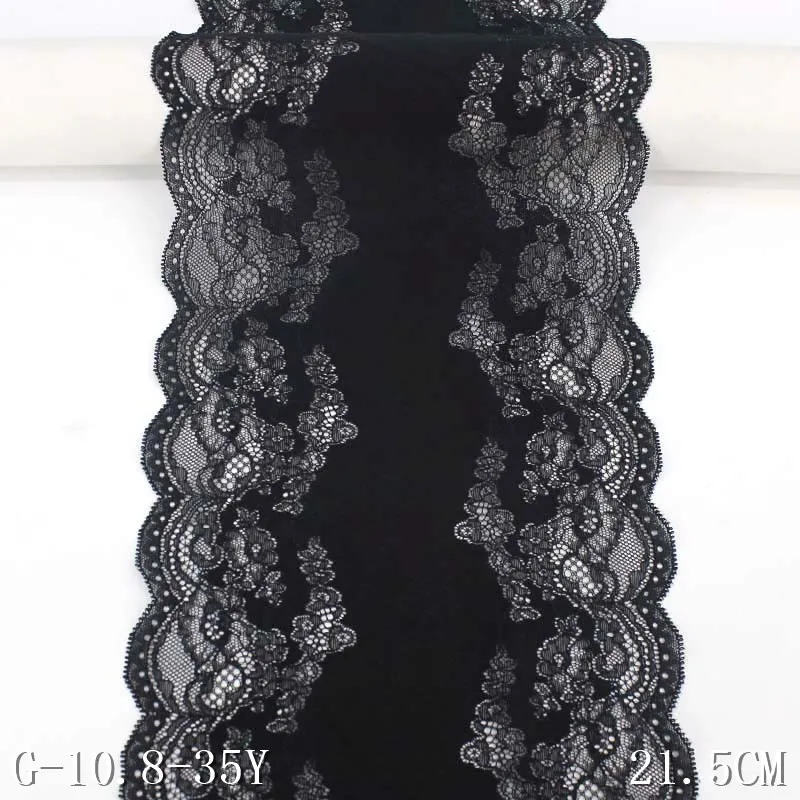 5 Mètres de Tissu en dentelle florale extensible, maille noire