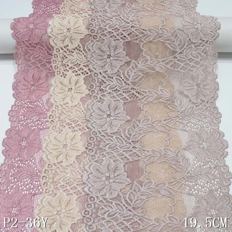 Lot de 15 Mètres de Tissu en dentelle florale extensible, 3 couleurs
