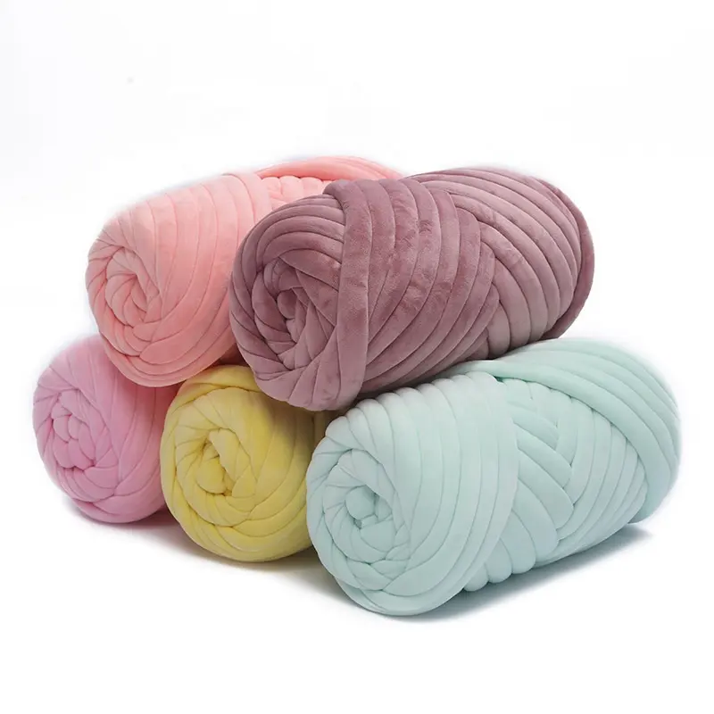 Lot de 5 rouleaux de Fils Végétaliens Coton Chenille Tube Épais en laine